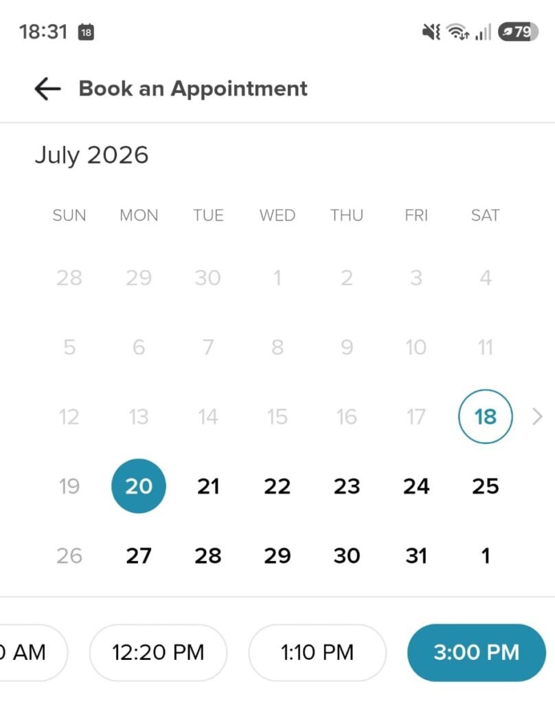 Booking an appointment on a mobile phone through a salon reservation system